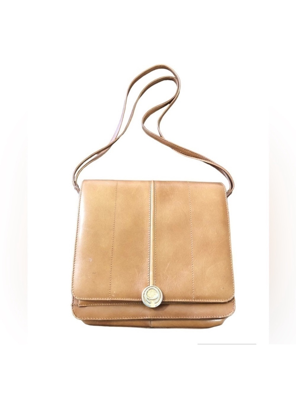 Vintage Mexico ARIES Gold clasp Tan fine soft Leather Piel Bovino Bag boho chic